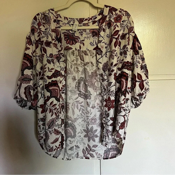 Joie Linen Blend Floral Print Button Blouse Top Size Large - Picture 8 of 10